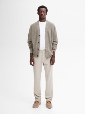 Massimo Dutti Slim Fit Denim Men Trousers Beige | US-CG4709351