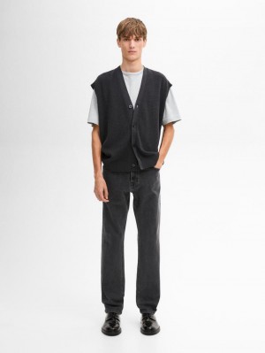 Massimo Dutti Slim Fit Denim-effect Men Jeans Dark Grey | US-BE5237068