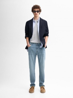 Massimo Dutti Slim Fit Men Jeans Blue | US-WC6293750