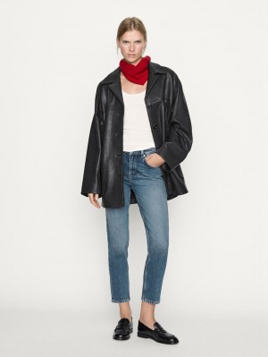 Massimo Dutti Slim Fit Mid-rise Cropped Women Jeans Light Blue | US-CS1862453