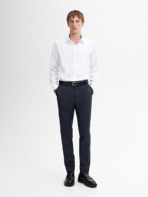 Massimo Dutti Slim Fit Striped Men Shirts White | US-YL2514368