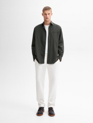 Massimo Dutti Slim Fit With Stitching Detail Men Trousers White | US-ZU1729650