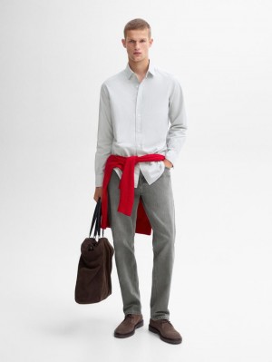 Massimo Dutti Slim Fit With Stripe Detail Men Shirts Blue / White | US-PG2893641