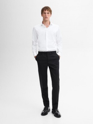 Massimo Dutti Slim-fit Double Cuff Twill Men Shirts White | US-PS3086157