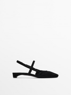 Massimo Dutti Slingback With Instep Strap Women Ballet Flats Black | US-FK6254798