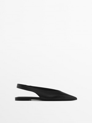 Massimo Dutti Slingback With Pointed Toe Women Ballet Flats Black | US-DC0138675