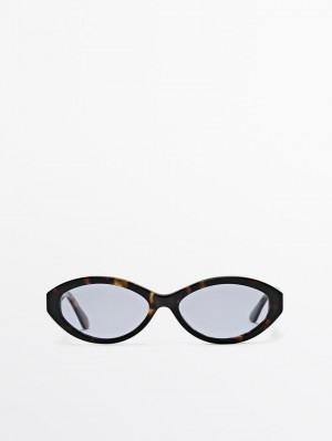 Massimo Dutti Small With Lens Detail Women Sunglasses Brown | US-AT6387402