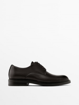 Massimo Dutti Smart Men Leather Shoes Dark Brown | US-SC0631945