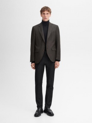Massimo Dutti Smart Wool Men Blazer Chocolate | US-HN0473816