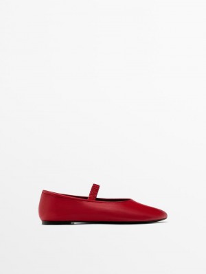 Massimo Dutti Soft Elastic Women Ballet Flats Red | US-VR9471523