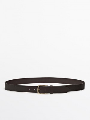 Massimo Dutti Soft Nappa Leather Men Belt Brown | US-DP8391720