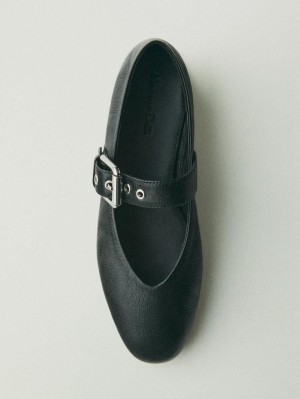 Massimo Dutti Soft With Buckle Women Ballet Flats Black | US-LS5431702