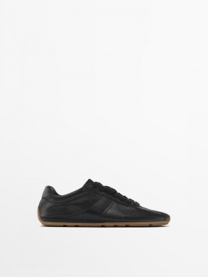 Massimo Dutti Soft With Flap Detail Women Sneakers Black | US-WK6827493
