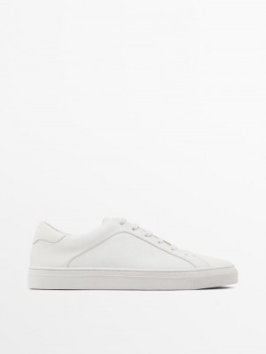 Massimo Dutti Split Suede Men Sneakers White | US-AK7241390