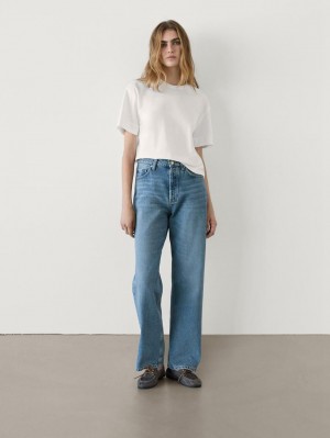 Massimo Dutti Straight Fit High-waist Women Jeans Blue | US-GO6792518