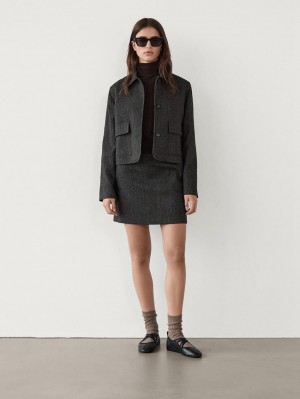 Massimo Dutti Straight Mini Women Skirts Dark Grey | US-AZ6709853