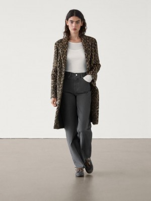 Massimo Dutti Straight-fit With Pockets Women Jeans Dark Grey | US-FI0469728