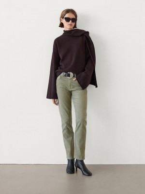 Massimo Dutti Straight-leg Corduroy Women Trousers Green | US-BO4752038
