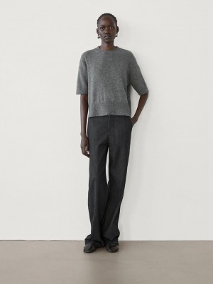 Massimo Dutti Straight-leg Formal Women Jeans Dark Grey | US-RQ0572369
