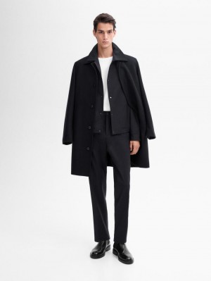 Massimo Dutti Straight-leg In Cool Wool Men Trousers Navy | US-HF8530641