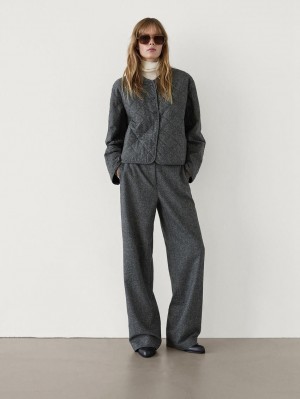 Massimo Dutti Straight-leg Knickerbocker Yarn Effect Women Trousers Grey | US-HJ2358147