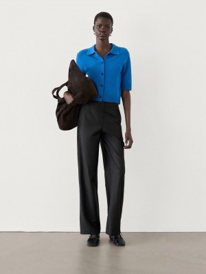 Massimo Dutti Straight-leg Pinstripe Co-ord Women Trousers Dark Grey | US-GH1307892
