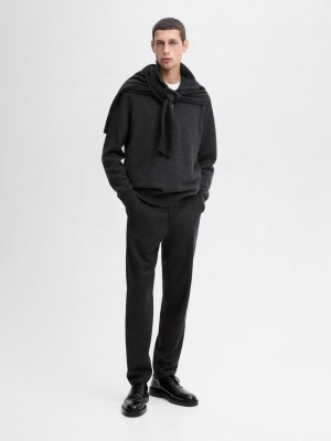 Massimo Dutti Straight-leg Wool Blend Men Trousers Dark Grey | US-GR6923180