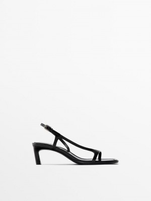 Massimo Dutti Strappy Women Heeled Sandals Black | US-LD2751634