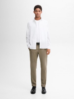 Massimo Dutti Stretch Slim Fit Men Shirts White | US-NJ2593804
