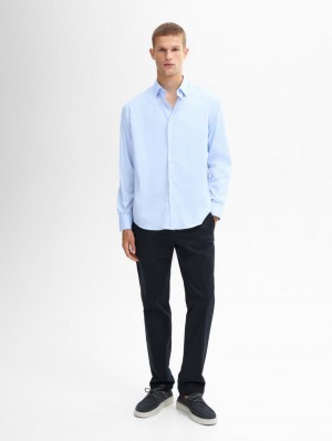 Massimo Dutti Stretch Slim Fit Men Shirts Blue | US-VQ6529701