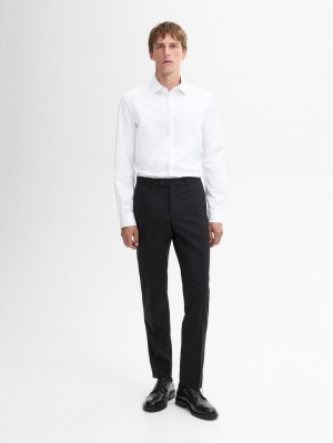 Massimo Dutti Stretch Slim-fit Cotton Twill Men Shirts White | US-GK3567819