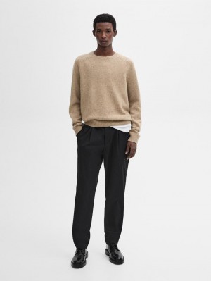 Massimo Dutti Stretch Twill Men Trousers Black | US-FI4896715