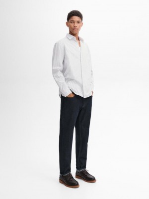 Massimo Dutti Striped Poplin Men Shirts Grey | US-HL1258349