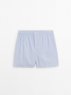 Massimo Dutti Striped Poplin Men Underwear Light Blue | US-CB8691534
