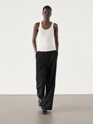 Massimo Dutti Tank With Central Seam Women Top White | US-AH6791205