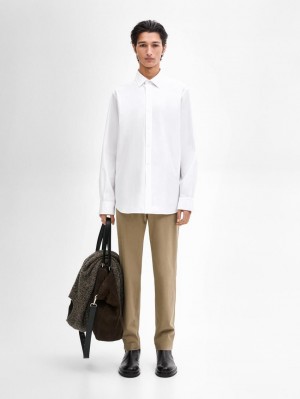 Massimo Dutti Tapered Fit Twill Men Trousers Brown | US-FB5031496