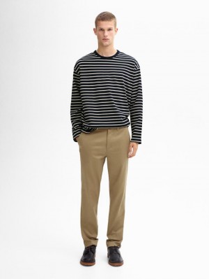 Massimo Dutti Tapered Fit Twill Men Trousers Brown | US-QV2618495