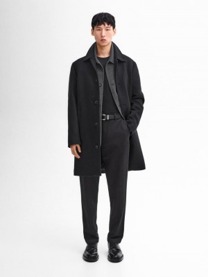 Massimo Dutti Tapered-fit Cotton Twill Men Trousers Black | US-CH2905816