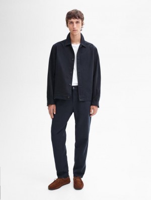 Massimo Dutti Tapered-fit Denim Men Trousers Navy | US-XF7469285