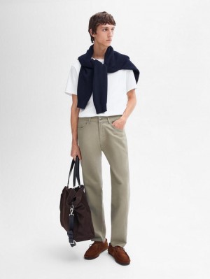 Massimo Dutti Tapered-fit Denim Men Trousers Light Khaki | US-YX4153672