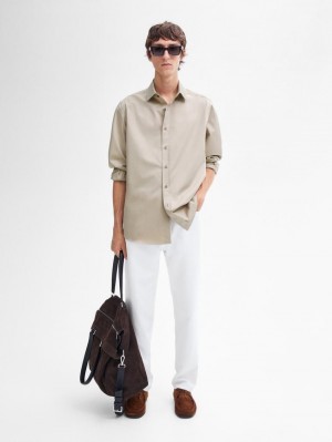 Massimo Dutti Tapered-fit Denim Men Trousers White | US-RG6078435