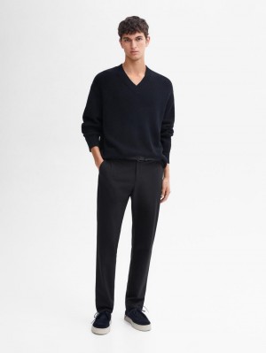 Massimo Dutti Technical With Waistband Detail Men Trousers Black | US-BL3657914
