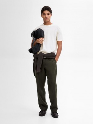 Massimo Dutti Thick-textured Made Of Cotton Men T-Shirt Cream | US-QW3784520