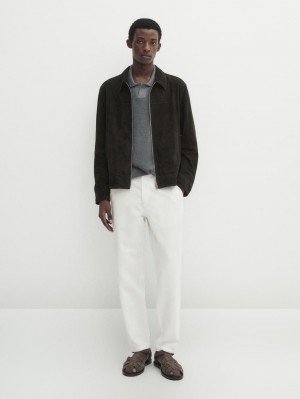 Massimo Dutti Trousers With Side Pocket Detail Men Trousers White | US-GW3029458