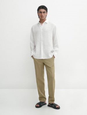Massimo Dutti Trousers With Side Pocket Detail Men Trousers Green | US-QU0138697