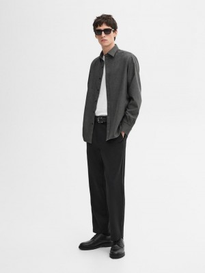 Massimo Dutti Twill Regular Fit Cotton Men Shirts Dark Grey | US-UM0615973