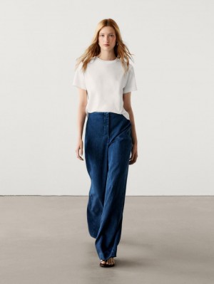 Massimo Dutti Wide-leg High-waist Women Jeans Dark Grey | US-XQ8674925