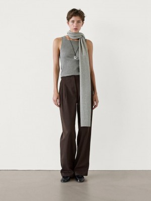 Massimo Dutti Wide-leg With Double Darts Women Trousers Chocolate | US-SF0827319