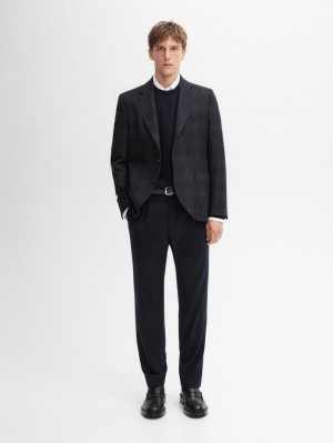 Massimo Dutti Wool And Cashmere Men Blazer Navy | US-SW9036524