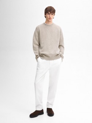 Massimo Dutti Wool Blend Crew Neck Men Sweater Brown Beige | US-RF0657493